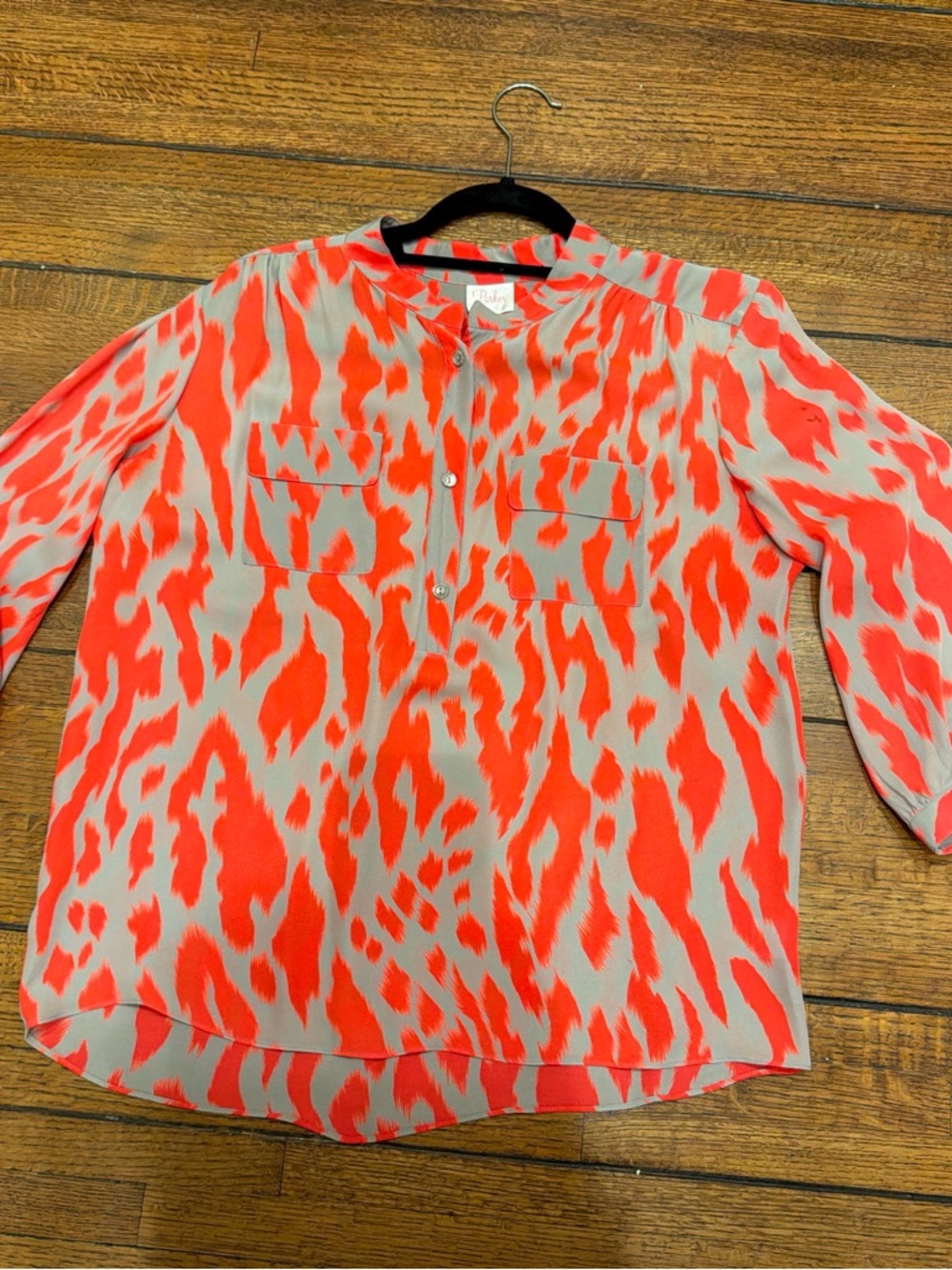 Parker Orange and Gray Abstract Print Top